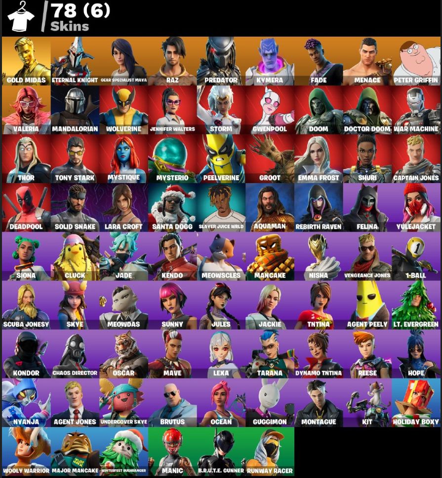 CONTA PRA IR RAPIDO COM 78 SKINS MIDAS DE OURO E DEADPOLL E MUITO ++