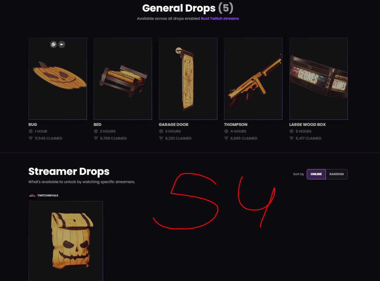 [DROP NOVO] RUST TWITCH/KICK DROPS / 49+50+51+52+53+54 (62 SKINS)