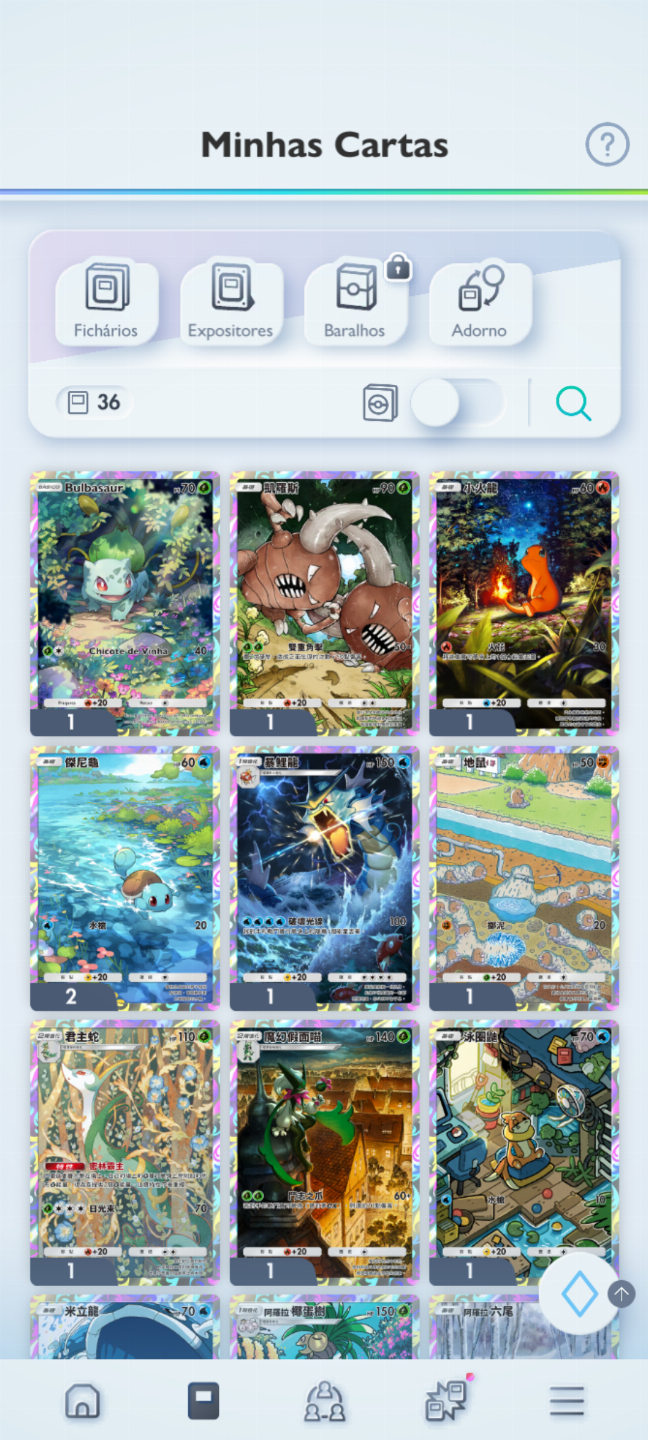 Conta Pokémon TCG - NV 19 com mais de 1,2k cartas, com muitos Shinys e Full Art