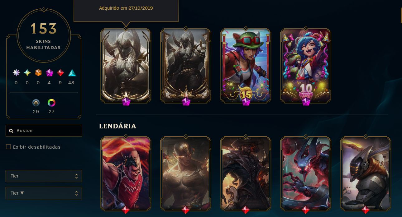 CONTA LOL BR 153 SKINS | LVL 347