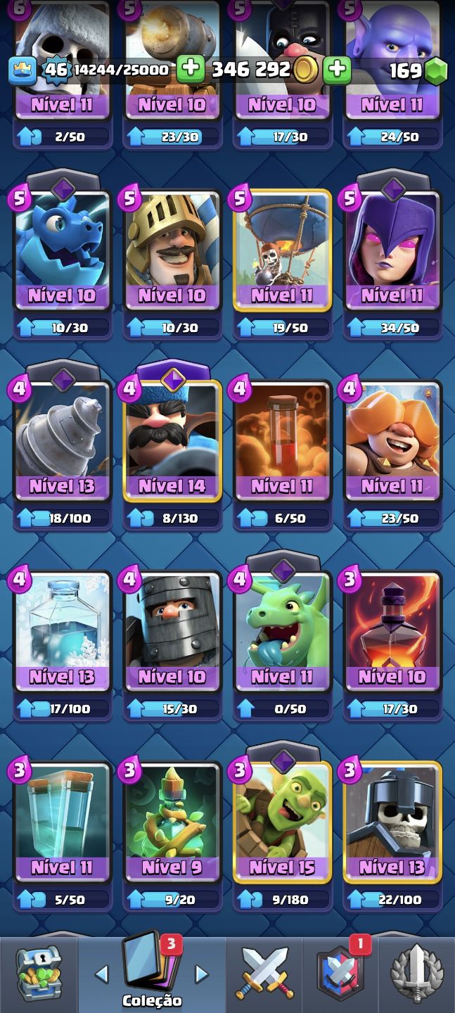 Conta clash royale 10k de troféus, diversas cartas upadas, level 46, 4 anos