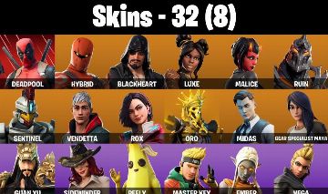 CONTA FORTNITE COM MIDAS, DEADPOOL, SEASON 8 FULL E 32 SKINS