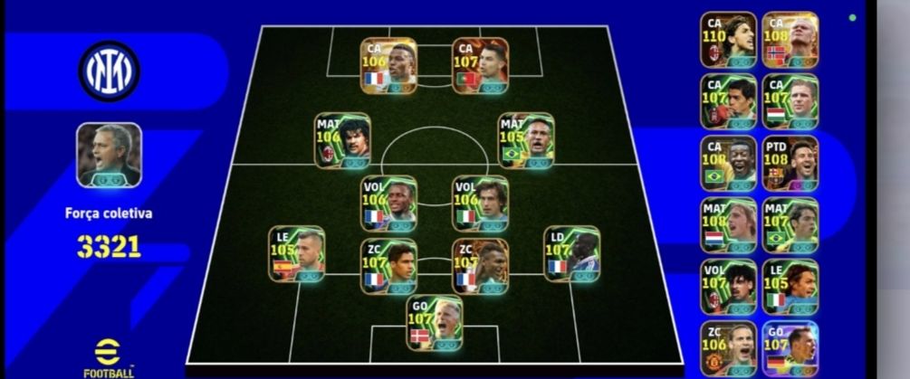 Conta eFootball Mobile completa+3335 Força. Melhores jogadores Meta cada Posição