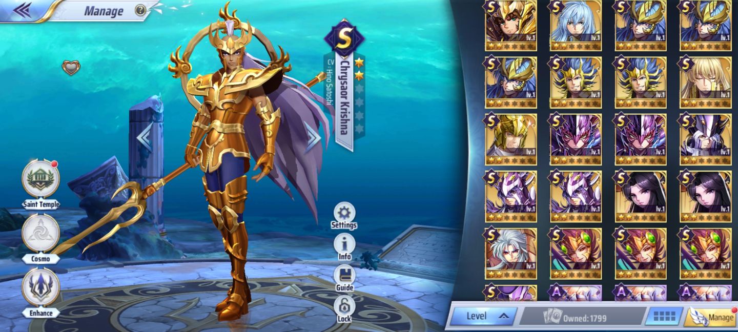 Conta saint seiya awakening servidor 150