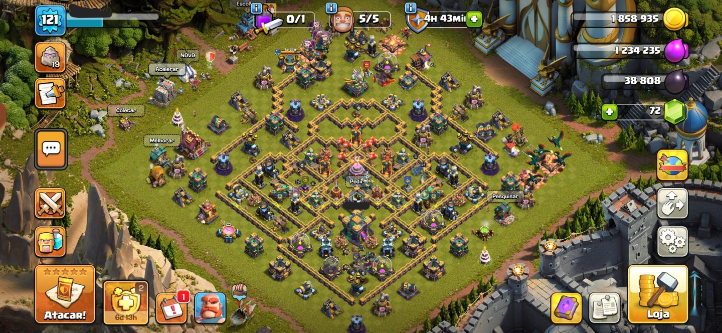 Clash of Clans - CV 14 (Muito upado), paisagens, skins de herói e itens mágicos