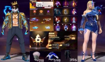 CONTA DE FREE FIRE GEMADA MASCULINA E FEMININA VETERANA 598 PEITAS PRIME 6