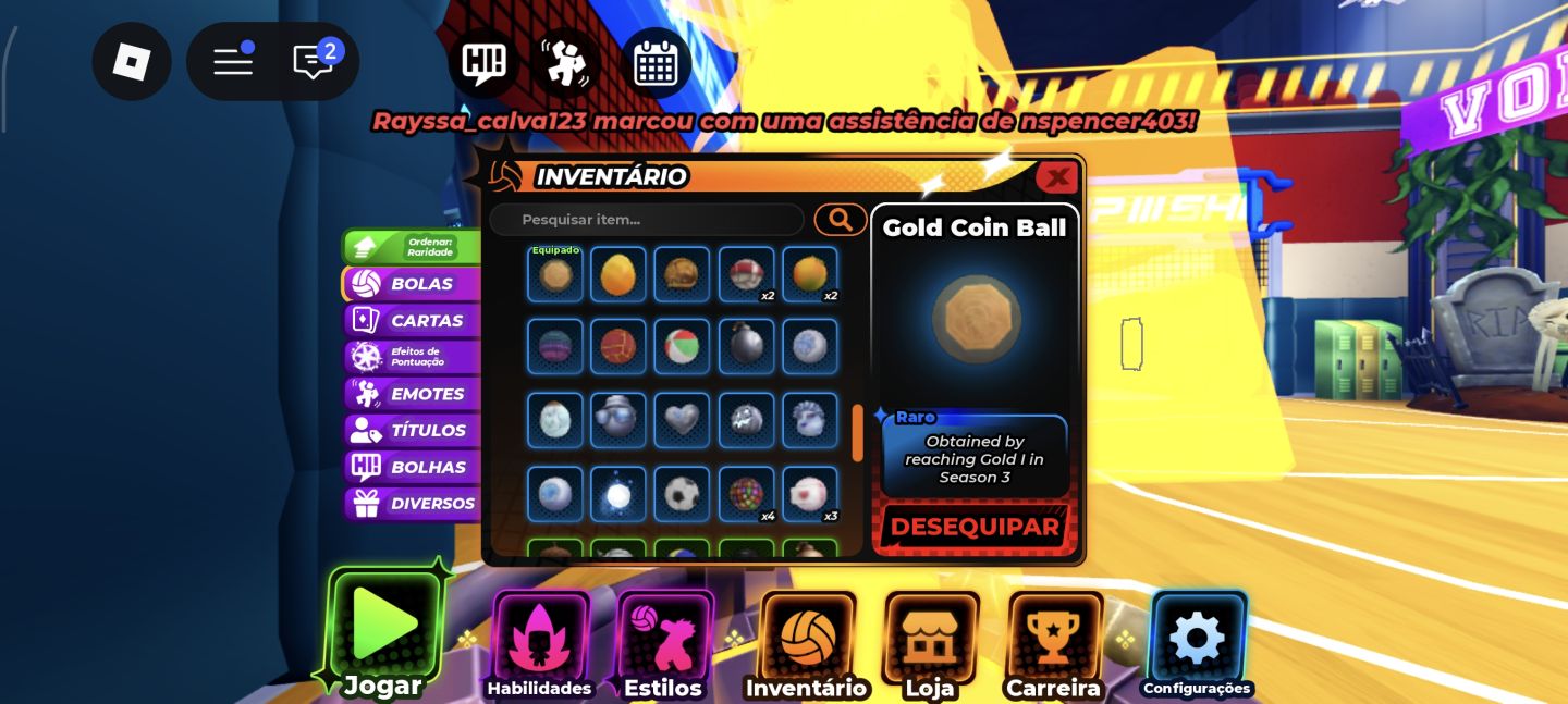 Conta voleibol legends e blox fruits