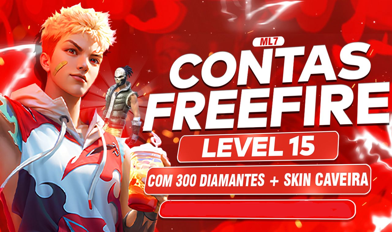 [MELHORES CONTAS] CONTA FREE FIRE LV15+300 DIAMANTES+SKIN REI CAVEIRA+TROCA NICK