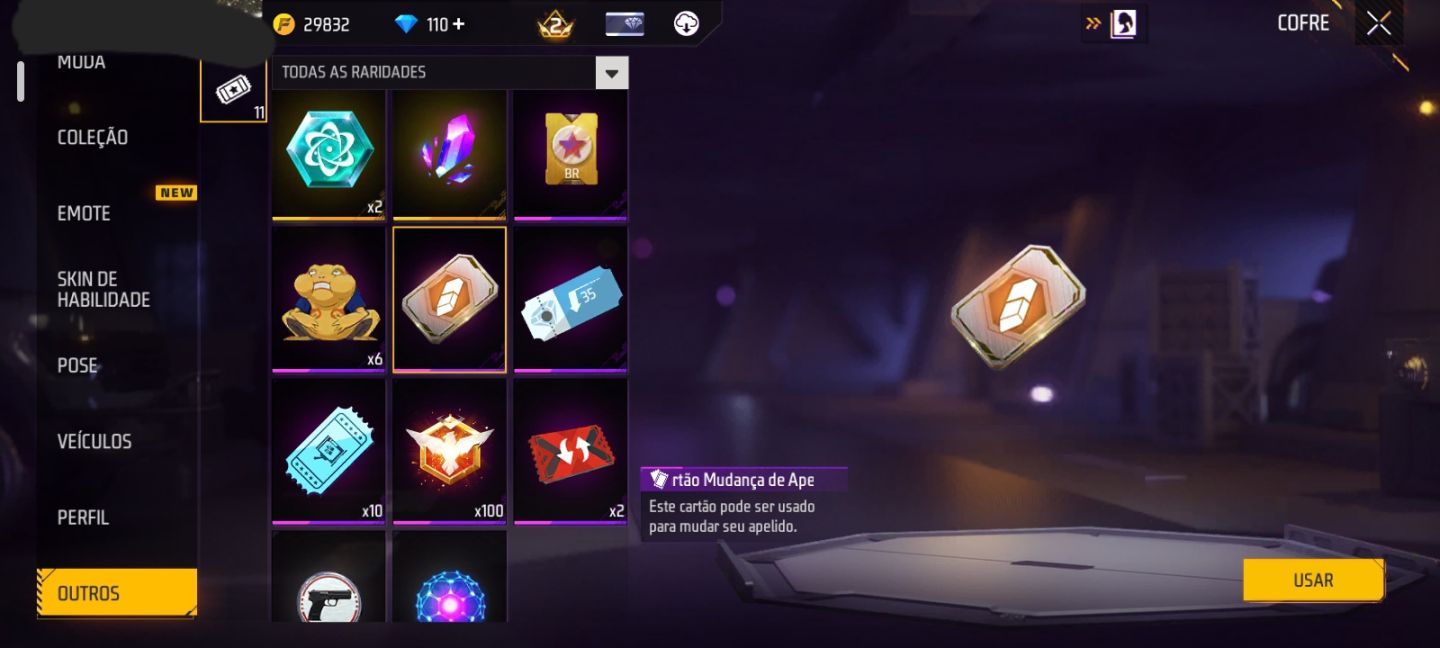 CONTA FF NÍVEL 25 + 3 SKINS DO NARUTO + 2 EMOTES + GELO + 110 DIAMANTES