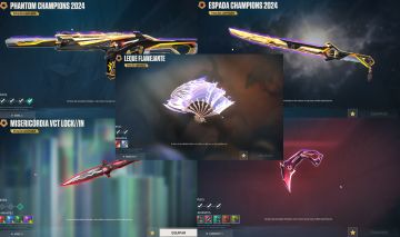 CONTA COM PACOTE CHAMPIONS 24, KARAMBIT VCT 25, FACA VCT 23 E LEQUE FLAMEJANTE.
