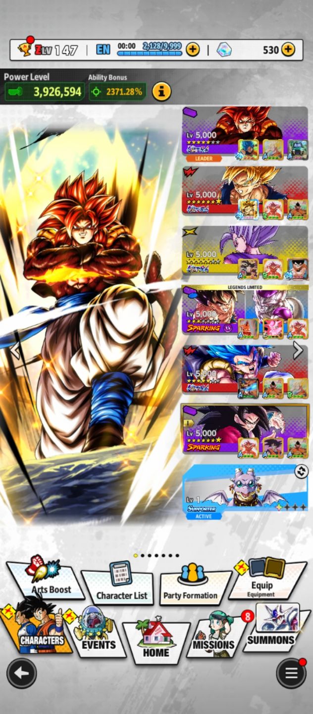 Conta dragon ball legends nível 147 com 3 ultras e vários personagens sparking