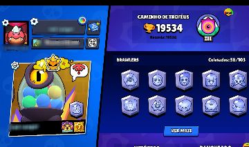 CONTA DE BRAWL STARS | 19K | 58 BRAWLERS | 3 LENDÁRIOS | 1 HÍPER | 2020 |