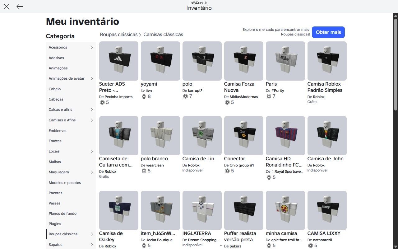 CONTA ROBLOX ( tem mais coisas em jogos e skins q n foi mostrado)