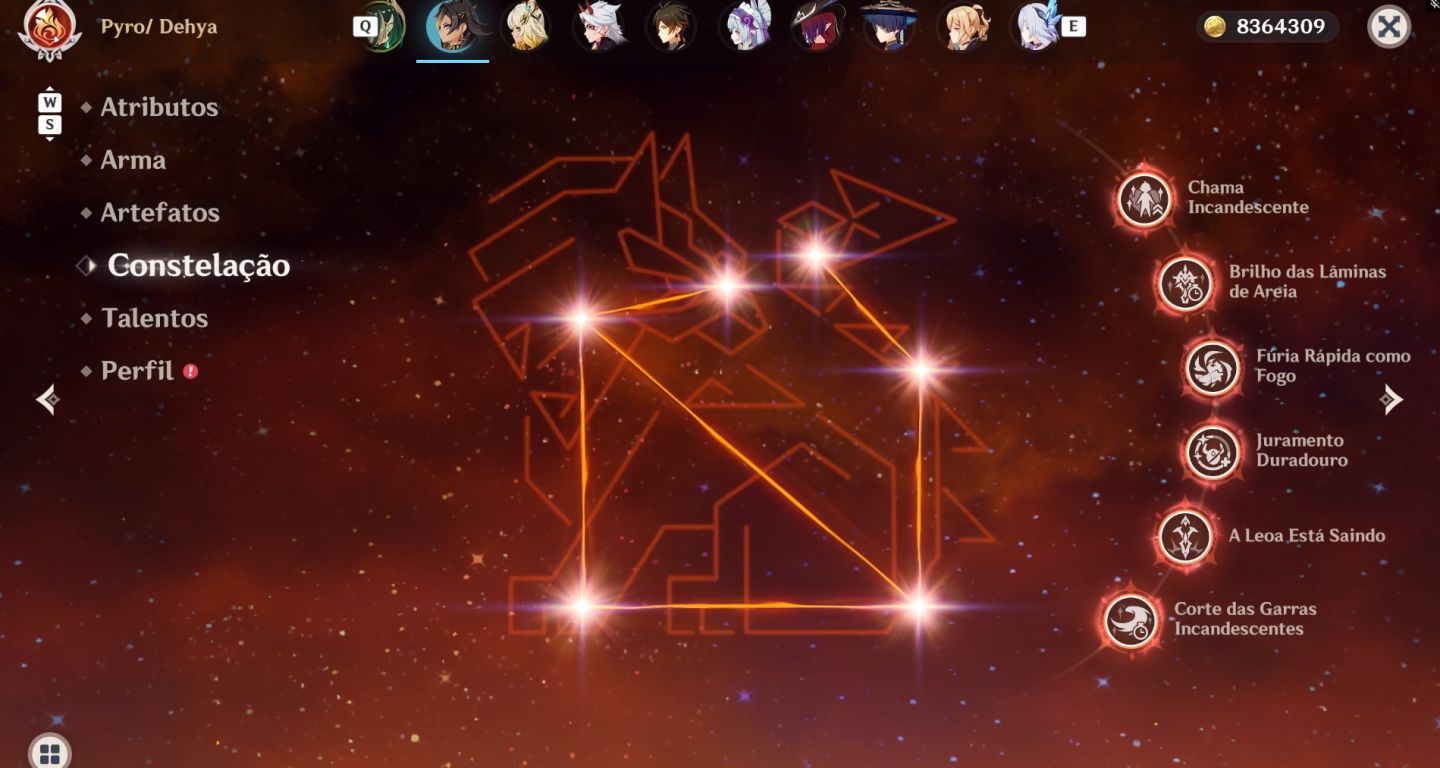 Dehya C6 lv95, Yae Miku C5, Diluc C5, Ganyu C3 37 Resinas Frágil. Ganyu com skin