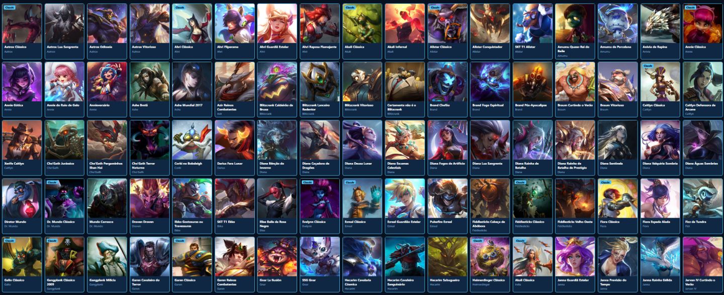 LEAGUE OF LEGENDS 278 SKINS NIVEL 440 TODOS CAMPEOES OURO