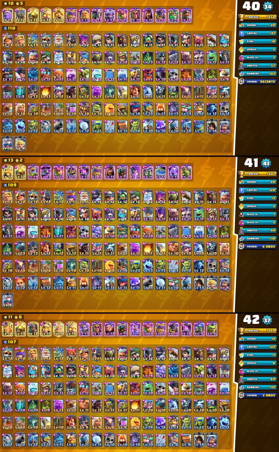 CONTAS UPADAS E BARATAS CLASH ROYALE +CAMPEÕES +EVOS E COM MAIS GEMAS