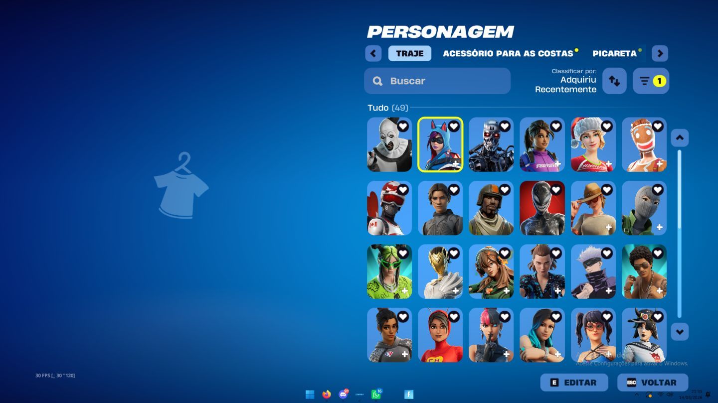 Conta de Fortnite com várias skins desde do capítulo 1 temporada 5