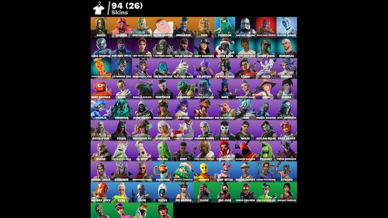 Conta Fortnite 94 SKINS/ MONGRAL/ SNOOP DOG/ LARA CROFT NOVA