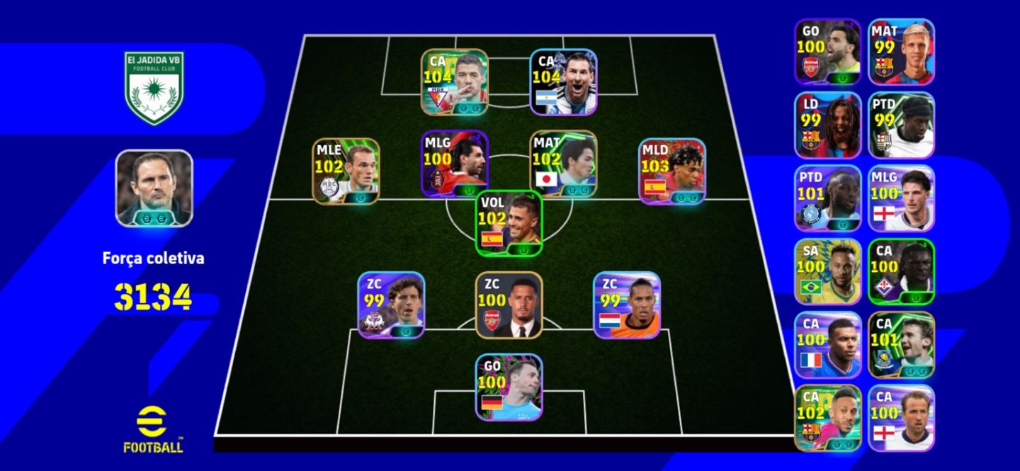 CONTA eFOOTBALL TOP MESSI 104 + CRAQUES 100+ | FORÇA 3134
