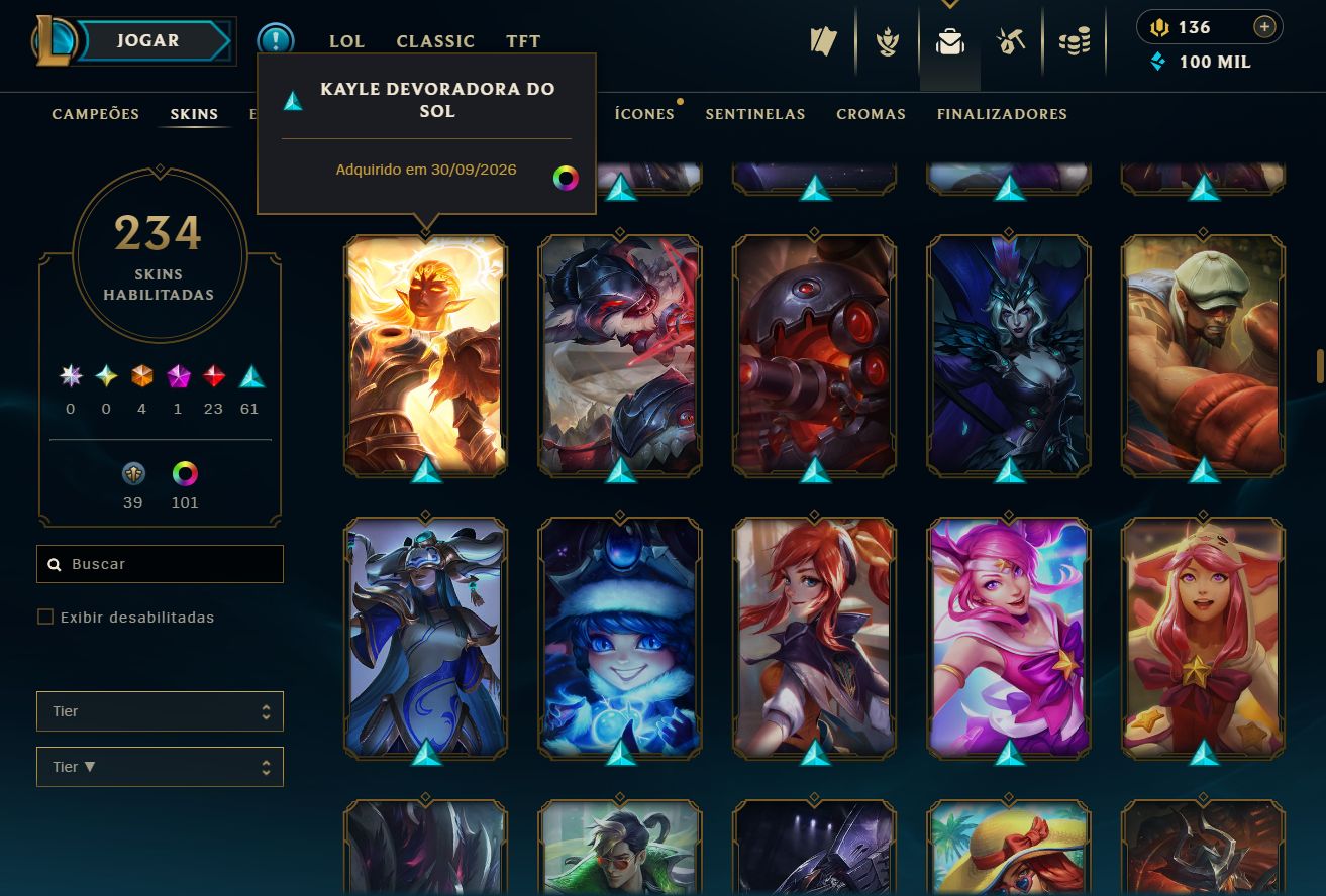 LOL 2014 | D1 75 PDL | EX-MESTRE | 234 SKINS | 4 ULTIMATE | 23 LENDÁRIAS