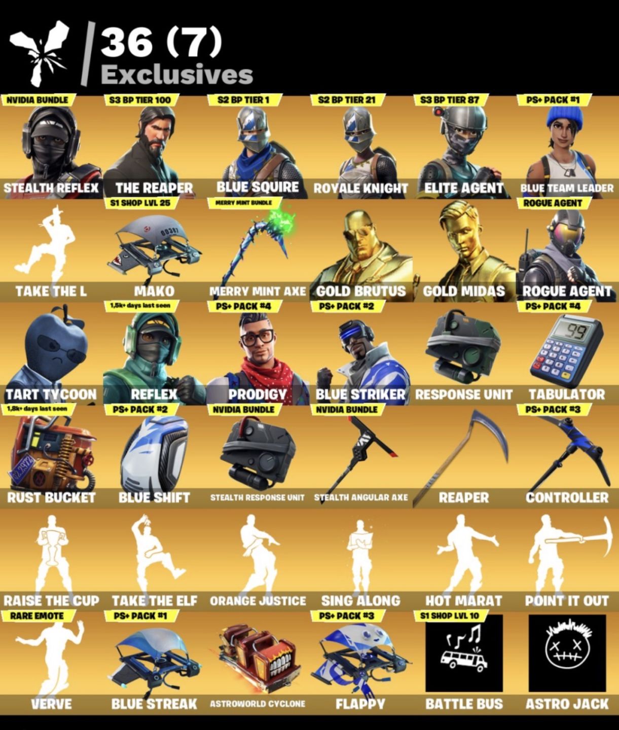 FAConta Fortnite OG | Stealth Reflex + Reaper + Elite Agent | 193 Skins | Minty