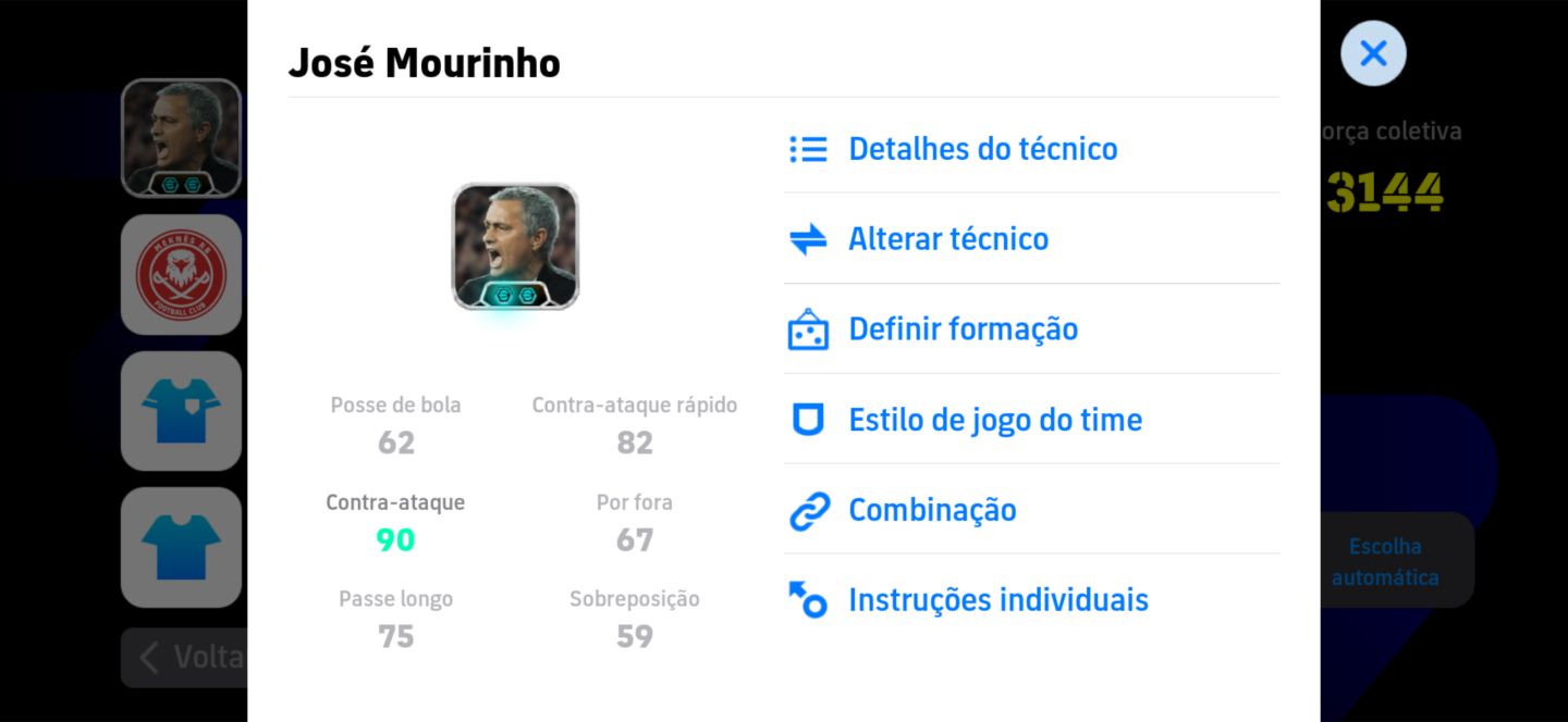 CONTA DE EFOOTBAL COM +3140 DE FORÇA E COM K MELHOR VOLANTE DO JOGO (Makelele)