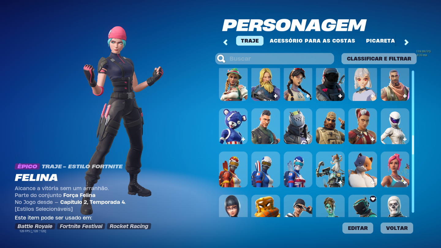 Conta Fortnite, Season 4 full +, 223 skins, Wildcat, Glow, Minty, Skin INTEL+ +
