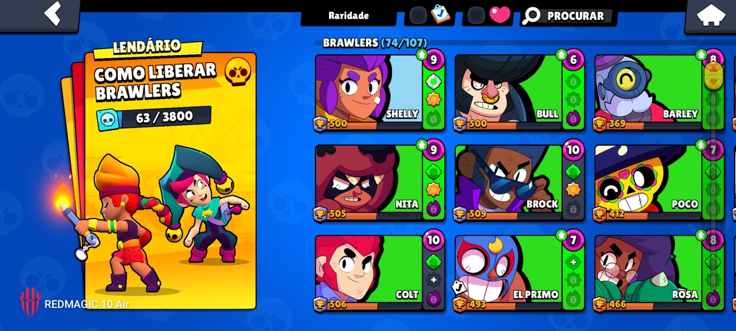( para rápido ) Conta brawl stars com 74 brawlers