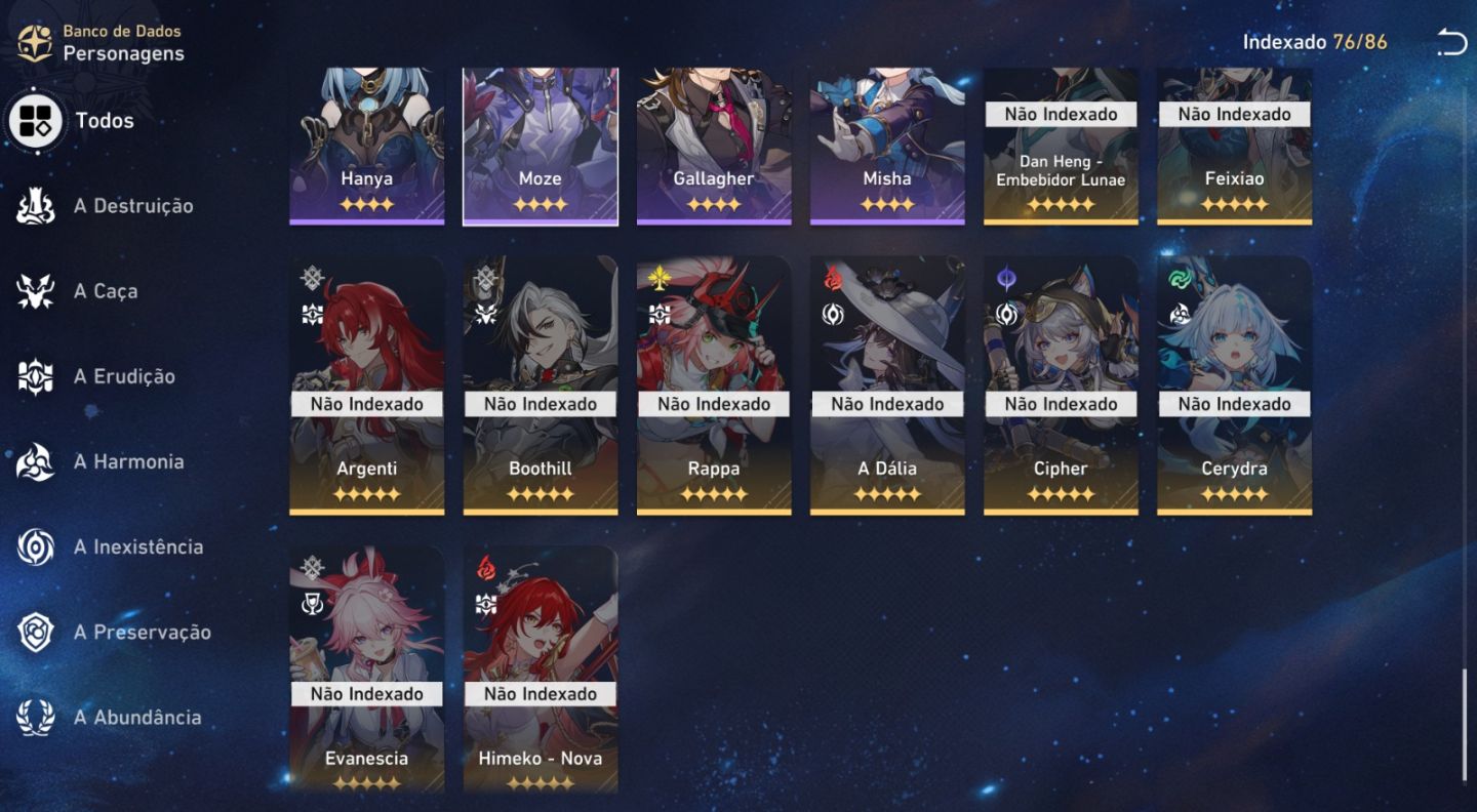 CONTA END GAME HONKAI STAR RAIL COM 53 CINCO ESTRELAS AO TODO