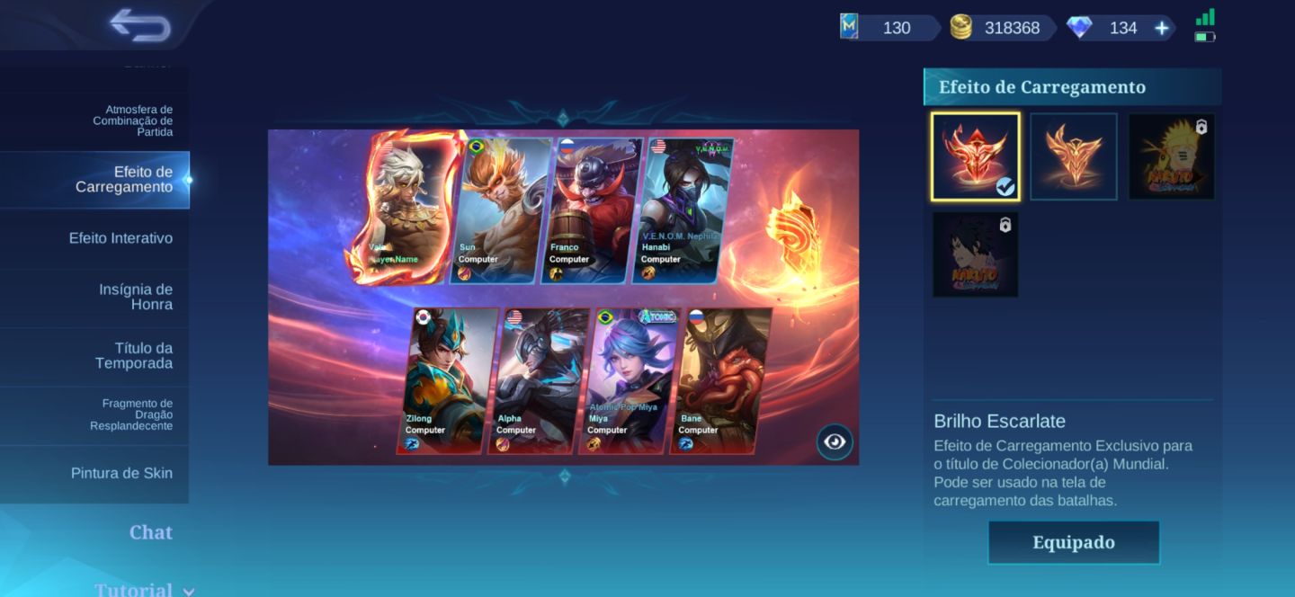 CONTA HIGH-END MOBILE LEGENDS COLEÇÃO RARA