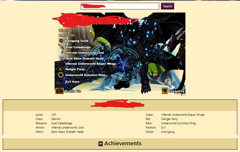 CONTA AQW LVL Level 100 COM 40 Achievements E 135 Itens no Inventário + RAROS.