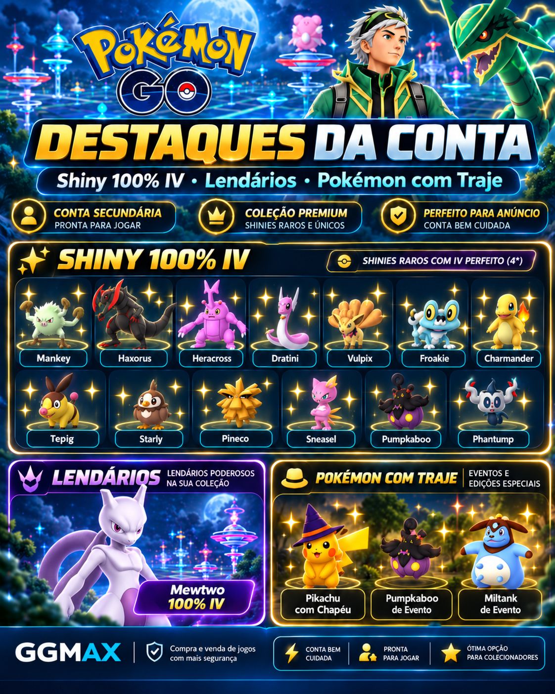 POKÉMON GO LVL 44 | 20 SHUNDOS | 45 HUNDOS 100% IV | MEWTWO 100% | SHINIES