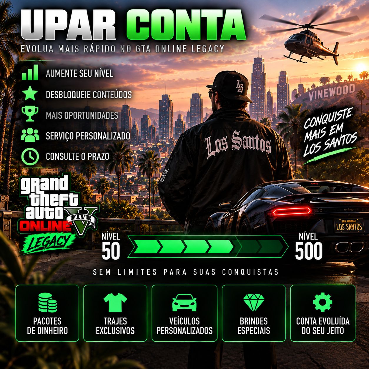 UP DE CONTAS GTA 5 ONLINE -PC- PACOTES DE DINHEIRO + TRAJES + DESBLOQUEIO GERAL