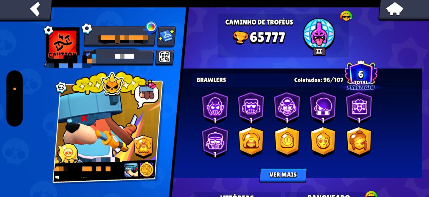CONTA BRAWL STARS 65K TROFÉUS | 324 SKINS | 96 BRAWLERS | 6 PRESTÍGIOS | SKINS
