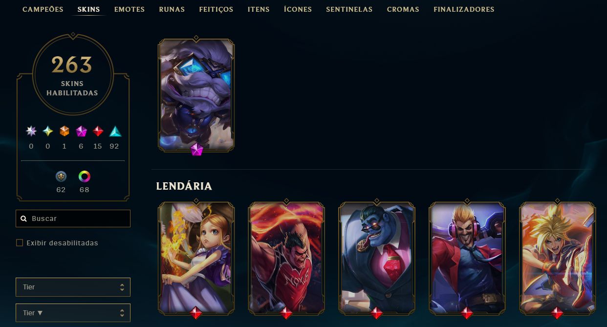 CONTA LEAGUE OF LEGENDS - 263 SKINS - ULTIMATE/MITICAS/LENDARIAS - FULL ACESSO