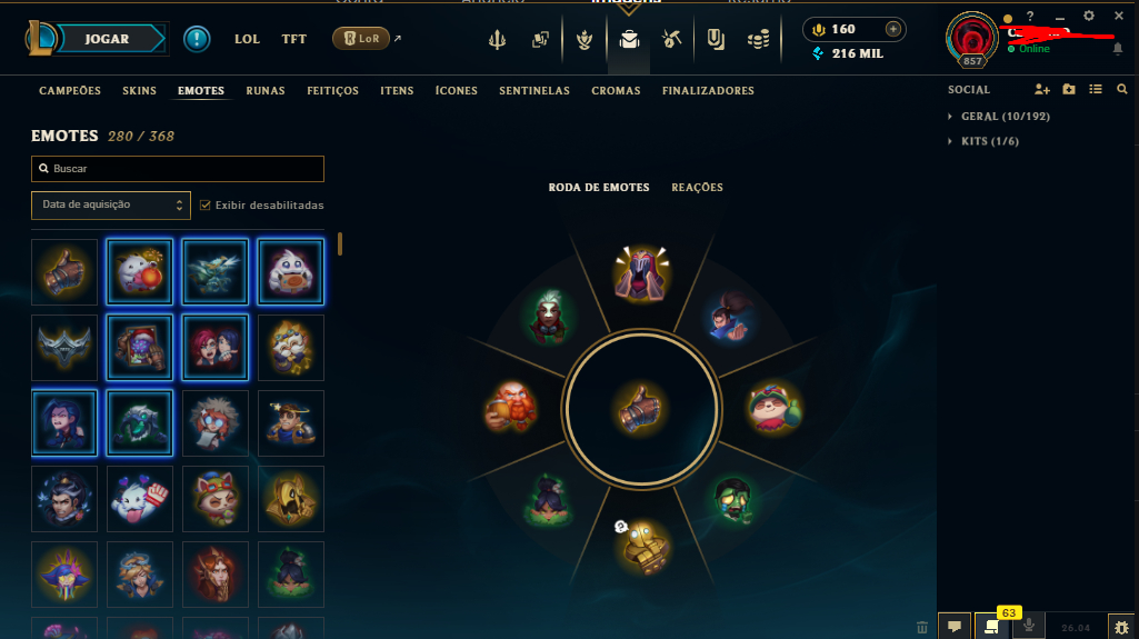 Conta lol nivel 874 com diversas skins de champions sentinela cromas 2kk de ZED.