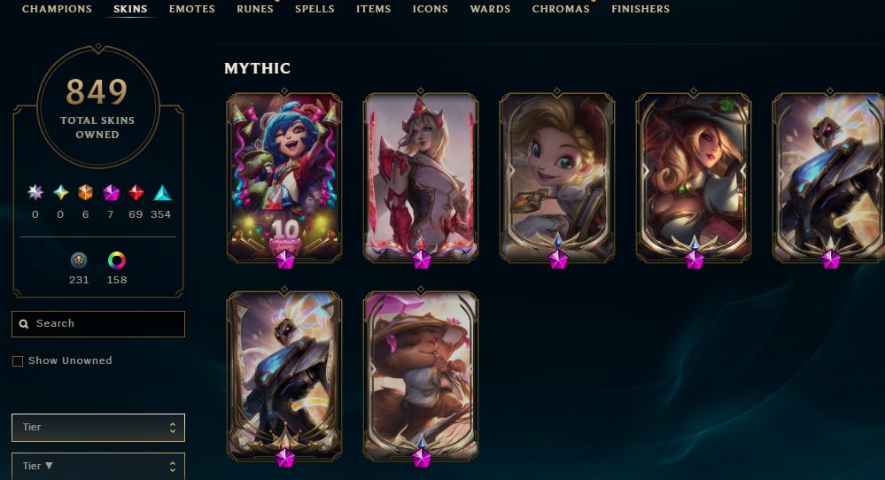 849 SKINS, 159 CHROMAS - CONTA DE LEAGUE OF LEGENDS