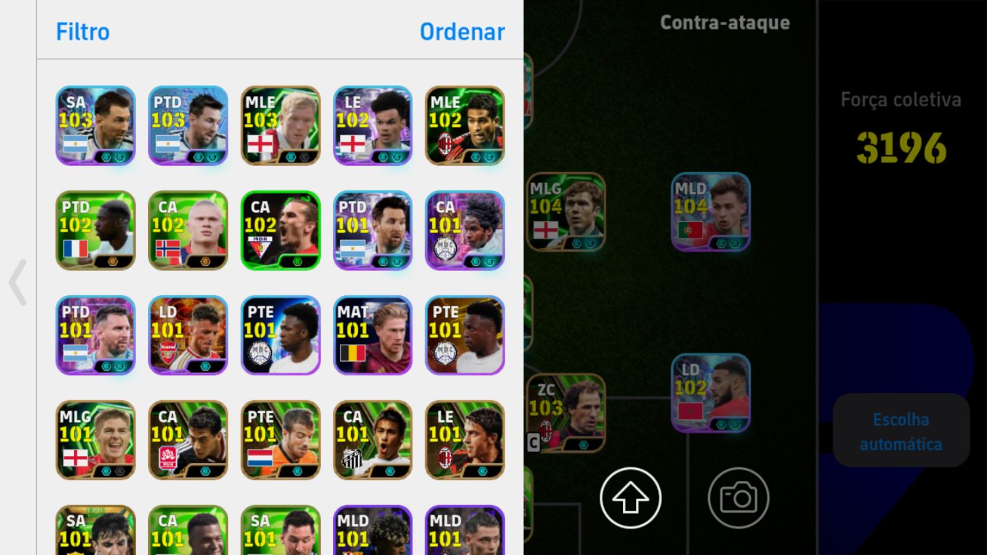CONTA eFOOTBALL COM FORÇA COLETIVA 3196 + TIME FORTE E CRAQUES 105!