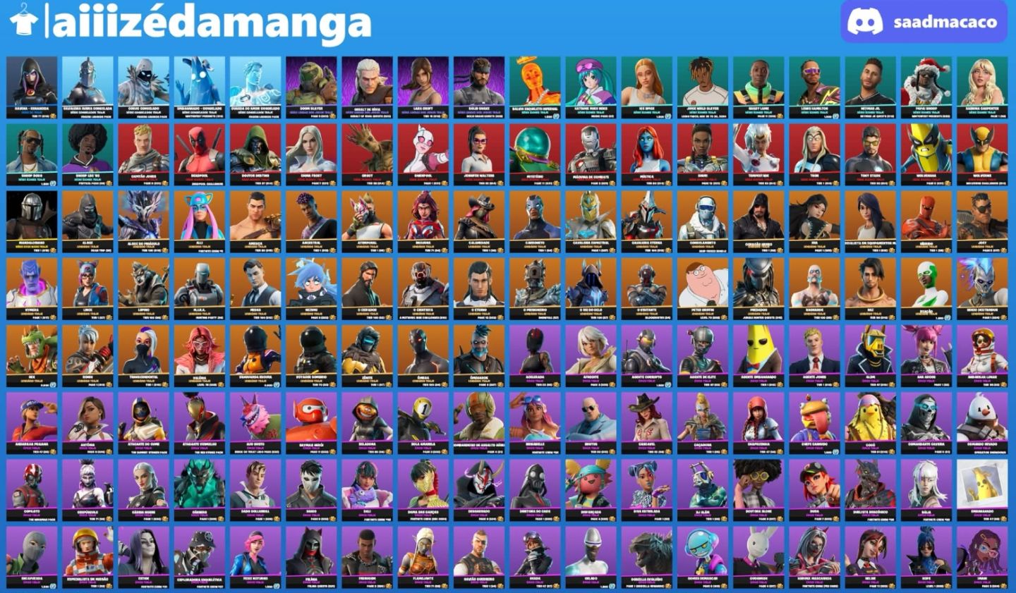 Conta fortnite (temp 3 cap 1 em diante) 293 skins 296 picaretas