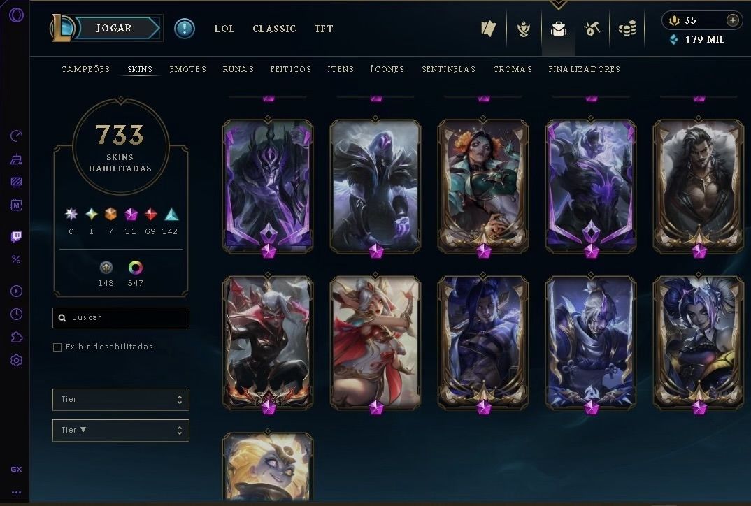 Conta legais of legends cheia de skin oportunidade Level 1138