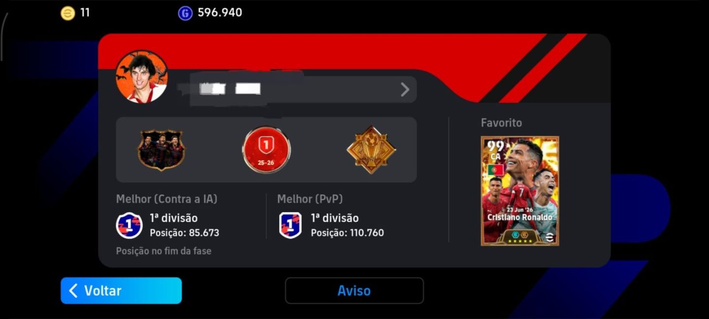 [PROMOÇÃO] CONTA DE EFOOTBALL COM 3302 DE FORÇA COLETIVA ( LEIA A DESCRIÇÃO )