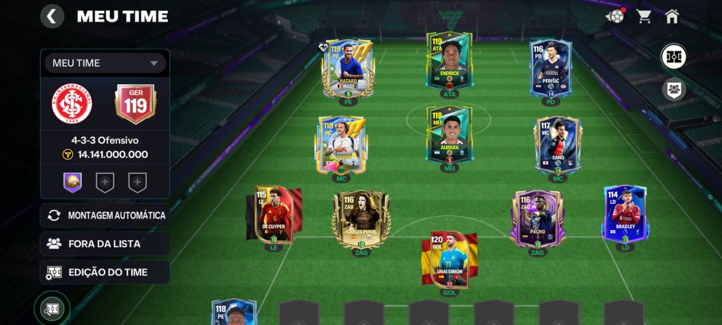 Conta básica EA FC mobile 119 de over com o Hazard 119