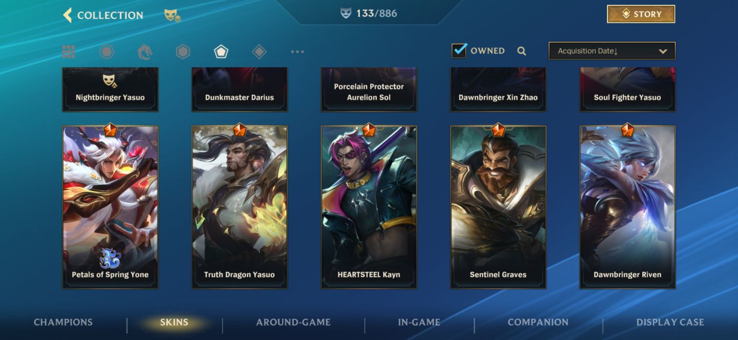 Conta lv164, grão mestre c 133 SKINS.