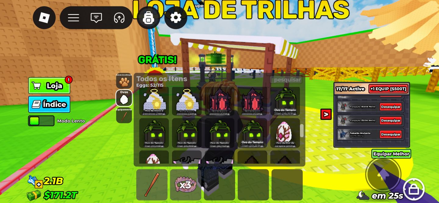 GÁRGULA+EQUINOX|MÍT:PÉGASO+2 TIGRE ONI|TRILHA x20|$166T|17/17|N11|ROBUX INVESTID