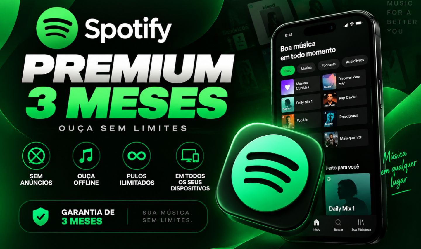 Conta Spotify Premium Individual (3 Meses) Acesso Total e Exclusivo