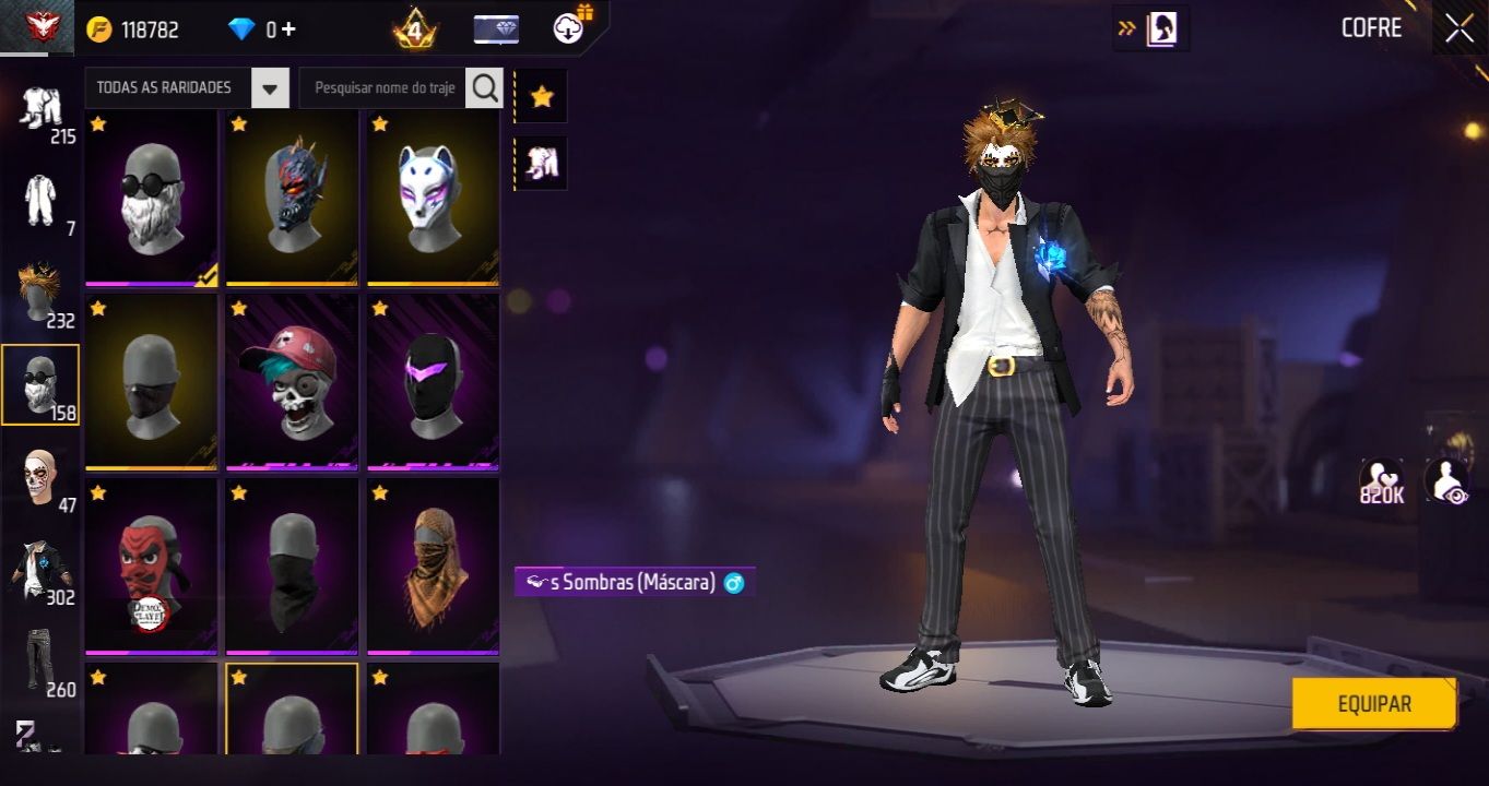 Conta de free fire para ap + skins Conjuntos