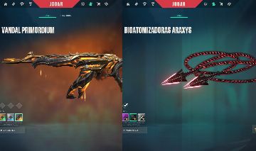 CONTA VALORANT COM ARAXYS E VANDAL PRIMORDIUM