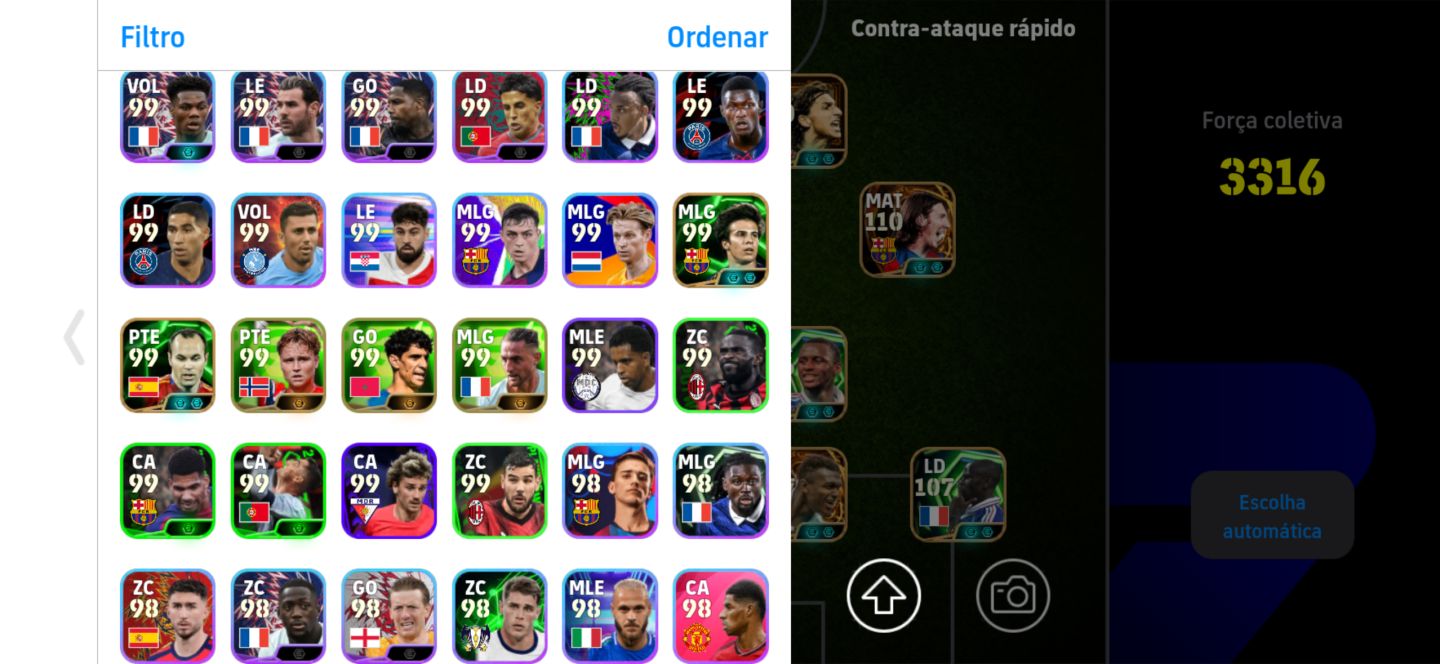 CONTA DE EFOOTBALL COM 3316 DE FORÇA