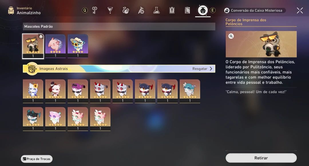 Conta Hsr Silver Wolf 999 E2s1, Sparxie E2s1, Yao Guang E2s1, Huohuo E2s1 e +