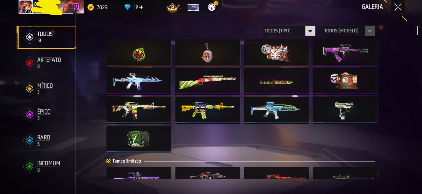 CONTA FREE FIRE TOP - NIVEL 33 | CARTÃO TROCA DE NOME